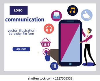 business communication with smartphone and man. vector illustration design