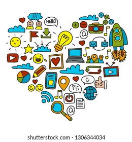 Business and communication. Social media vector illustration.