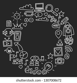 Business and communication. Social media vector illustration.