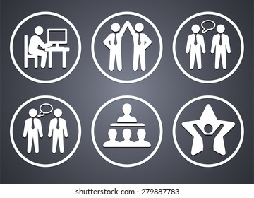 Business Communication and Teamwork on Grey Round Buttons