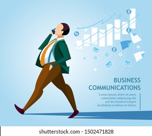 Business communications. Business concept collection. Vector illustration