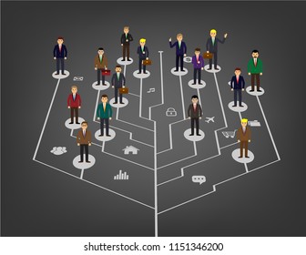 	
Business community network with the world map, businessman