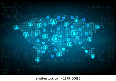 Red de la comunidad empresarial con el mapa mundial, hombre de negocios