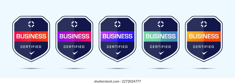 Business Company Badge Design Based on Criteria. Vector Illustration Shield Logo Template.