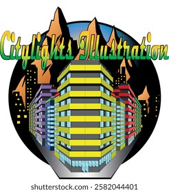 Business Company Building Vector Design With Silhouette City Background