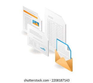 Business company data table in isometric flat illustration