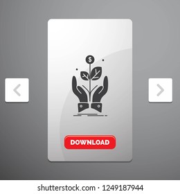 business, company, growth, plant, rise Glyph Icon in Carousal Pagination Slider Design & Red Download Button