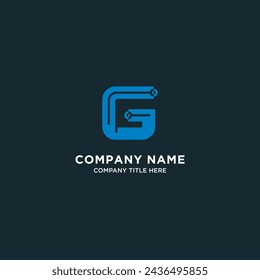 Business company letter g logo design with circuit technology concept
