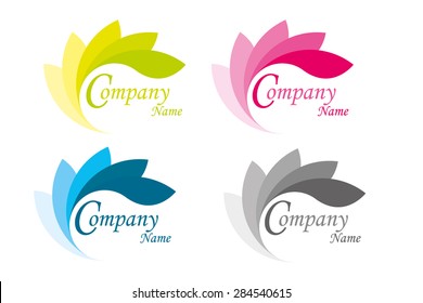 Business Company Logo Four Tone Color  Green Pink Blue And Black For Business , Finance ,logistic ,technology ,spa ,aroma ,eco ,environment  