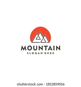 business company logo with symbol of nature with modern mountain image concept
