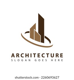 Business company logo template, architectural building. Vector illustration.