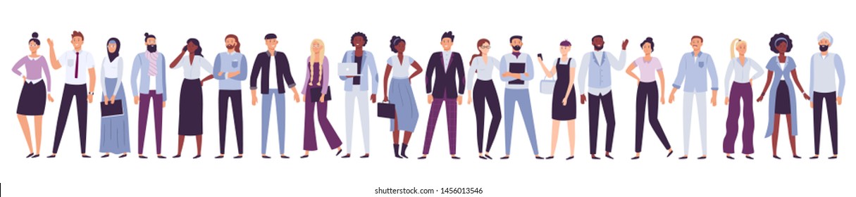 Business company people. Office team, multicultural collective workers group and businessman community. Diverse multinational freelancers, persons on job businessparty vector illustration