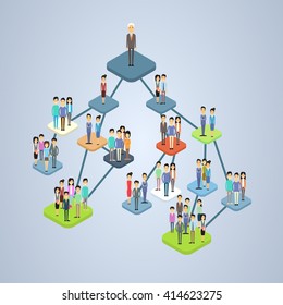 Business Company Structure Management Organization Chart Businesspeople Group People Team 3d Isometric Vector Illustration