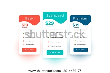 business comparison pricing chart table layout design vector