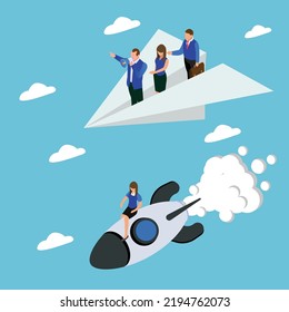 Business competition with advantage isometric 3d vector illustration concept for banner, website, illustration, landing page, flyer, etc.