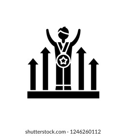 Business competition black icon, vector sign on isolated background. Business competition concept symbol, illustration 