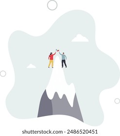 Business competition, businessman compete to win and reach success goal, challenge or career achievement concept.flat design.illustration with people.