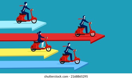 business competition. Businessman racing motorcycle driver. business concept vector