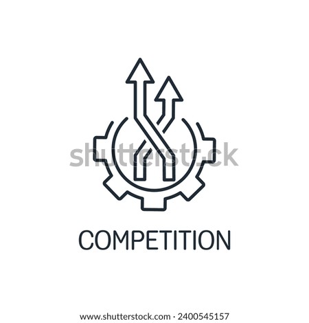 Business competition. Bypass, overtake an opponent.  Vector linear icon illustration isolated on white background.