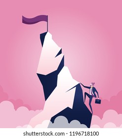 Business competition concept - Business man climbing up the mountain to achieve success