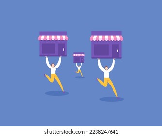 business competition. efforts to beat business competitors. the challenge to win. businessmen vying to be the best and most successful. illustration concept design. vector elements