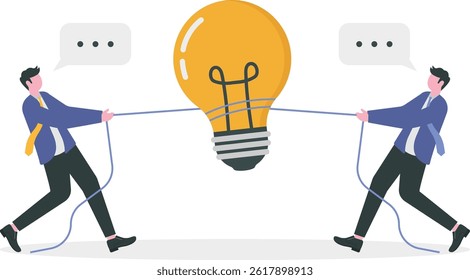 Business competition, fight or compete for vacancy, job promotion or career development concept, businessmen competitor fight and pulling office management chair.

