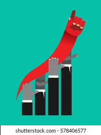 Business competition. Business graph of growth rates. Competitors hands
