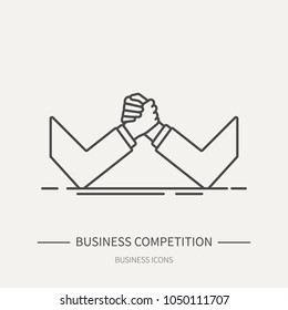 Business competition - business icon in flat thin line style. Graphic design elements for ad, apps, website,packaging, poster or brochure. Vector illustration