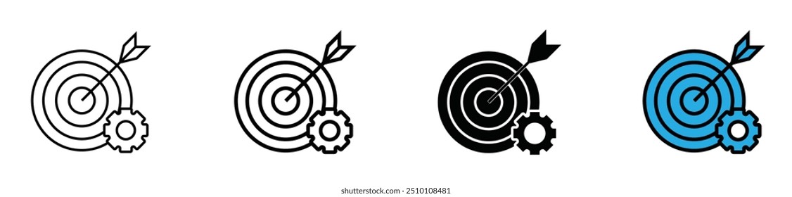 Business competition icon set. Containing success, goal, target, development, winner, achievement, mission, victory, career, challenge, champion, management, mountain peak. Vector illustration