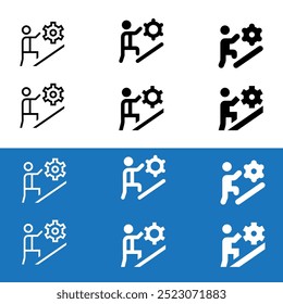 Business competition icon set. Containing success, goal, target, development, winner, achievement, mission, victory, career, challenge, champion, management, mountain peak. Vector illustration	