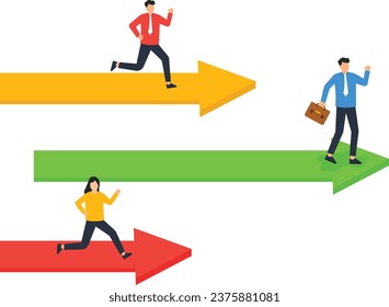 business competition. business leader and business racing on the arrow path, career struggle

