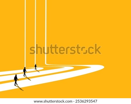 Business competition, Multiple businessmen with different paths