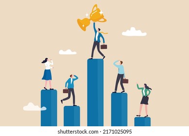 Business competition, performance comparison chart between company profit or employee, winner and loser in contest, achievement concept, business people compete on performance graph with one winner. - Shutterstock ID 2171025095