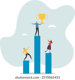 Business competition, performance comparison chart between company profit or employee, winner and loser in contest,business concept.flat character.