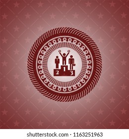 business competition, podium icon inside realistic red emblem