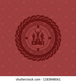 business competition, podium icon inside vintage red emblem