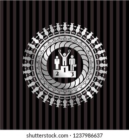business competition, podium icon inside silvery badge
