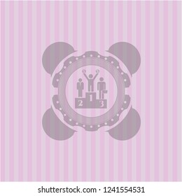 business competition, podium icon inside pink emblem