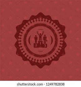 business competition, podium icon inside vintage red emblem