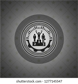 business competition, podium icon inside black badge
