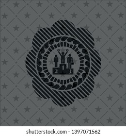 business competition, podium icon inside black emblem