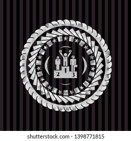 business competition, podium icon inside silvery emblem