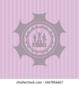 business competition, podium icon inside pink icon or emblem