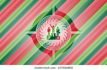 business competition, podium icon inside christmas emblem background.