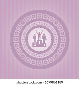 competencia comercial, icono de podio dentro de icono rosa o emblema