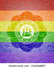 business competition, podium icon inside lgbt colors emblem. 