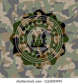business competition, podium icon on camo pattern