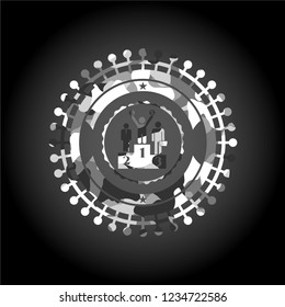 business competition, podium icon on grey camouflage pattern