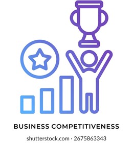 Business Competitiveness Gradient Line Icon