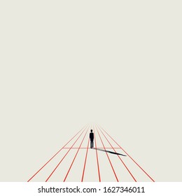 Business competiton and race vector concept with businessman on race track. Symbol of success, ambition and motivation. Eps10 illustration.